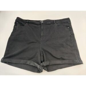 Seven7 Black Booty Shaper Denim‎ Shorts Women's Size 24W Cuffed Rolled Hem